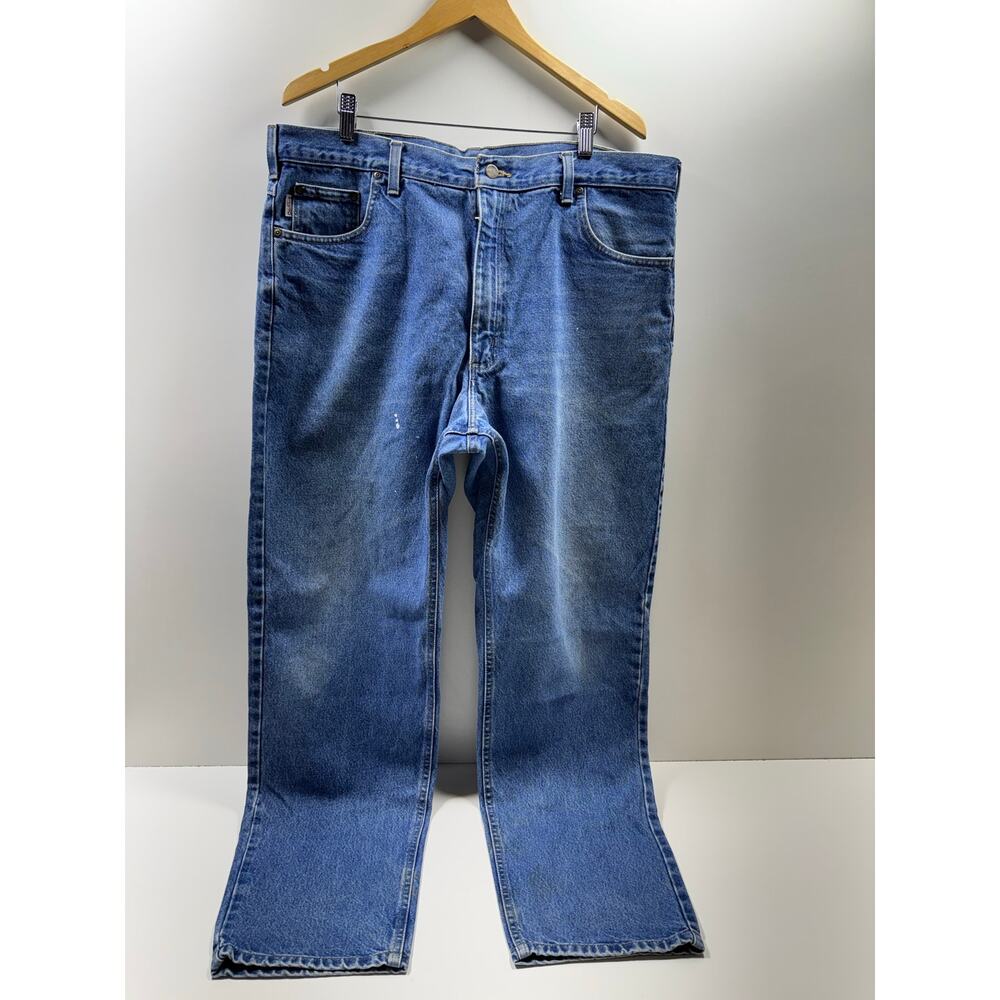 Vtg Carhartt Men’s Denim Jeans 40X32 B17 DST Med Wash Workwear Flaws
